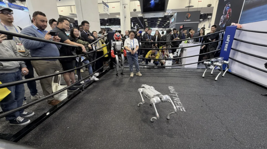Chinese Robotics Firm Unitree Draws Crowds at CES 2026 With Boxing Humanoid and Robo-Dogs