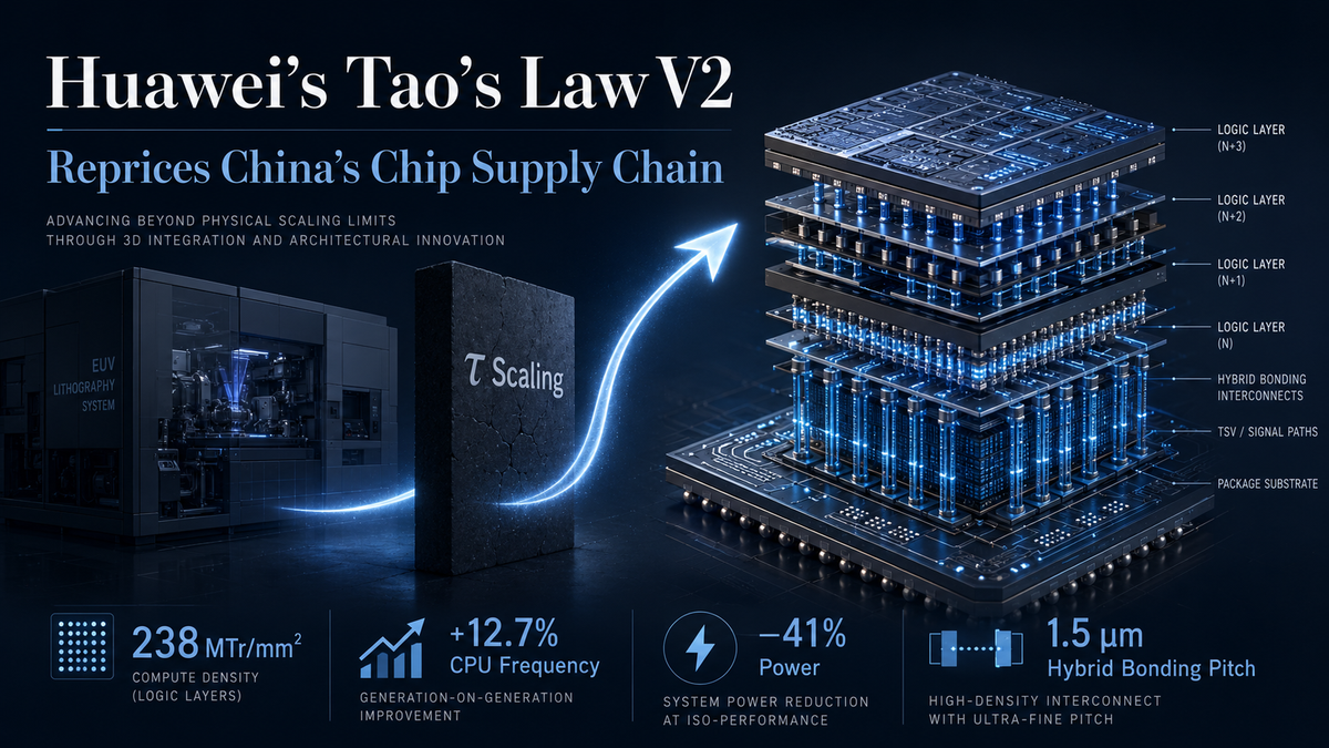 Huawei’s Tao’s Law V2 Bypasses EUV Constraints, Repricing China’s Chip Supply Chain